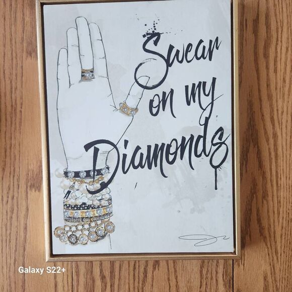 Hobby Lobby Other - N23 Canvas wall print- "Swear on my Diamonds" in black w Gold & Sparkly Jewelry